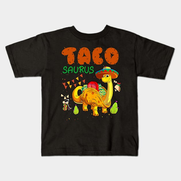 Tacosaurus Taco Dinosaur Dino Cinco De Mayo Mexican Kids T-Shirt by New Hights